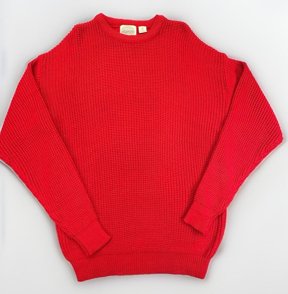 Vintage Saugatuck Dry Goods Co Men’s Red Cable Knit Sweater Size M 100%